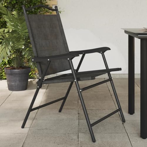 YITHOPI Klappbare Gartenstühle 4 STK. Graumeliert Stahl und Textilene Gartenbestuhlung Terrassenmöbel für Innenhöfe von YITHOPI