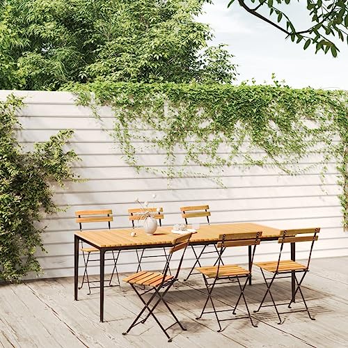 YITHOPI Klappbare Gartenstühle 6 STK. Stahl und Massivholz Akazie Balkonstühle Gartenbestuhlung für Schwimmbäder von YITHOPI