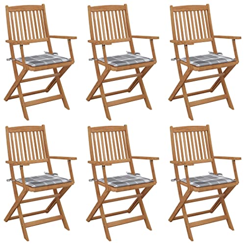 YITHOPI Klappbare Gartenstühle 6 STK. mit Kissen Massivholz Akazie Sitzmöbel für Draußen Terrassenmöbel für Terrassen von YITHOPI