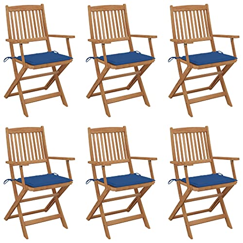 YITHOPI Klappbare Gartenstühle 6 STK. mit Kissen Massivholz Akazie Terrassenstühle Gartenbestuhlung für Terrassen von YITHOPI