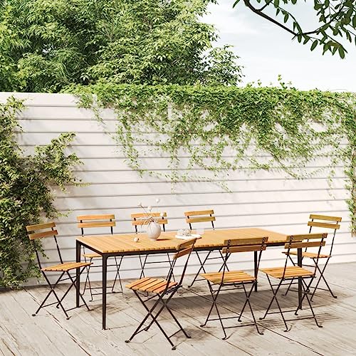 YITHOPI Klappbare Gartenstühle 8 STK. Stahl und Massivholz Akazie Gartenmöbel Terrassenmöbel für Rasenflächen von YITHOPI