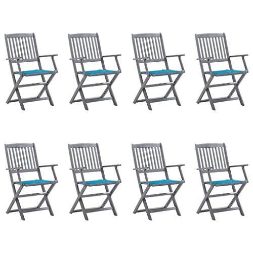 YITHOPI Klappbare Gartenstühle 8 STK. mit Kissen Massivholz Akazie Balkonstühle Freizeitstühle für Rasenflächen von YITHOPI
