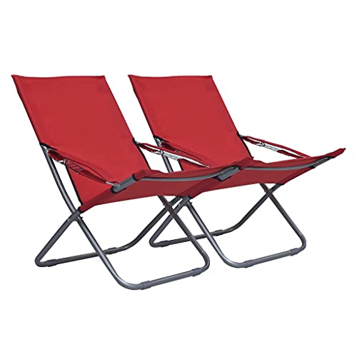 YITHOPI Klappbare Strandstühle 2 STK. Stoff Rot Sitzmöbel für Draußen Balkonstühle für Innenhöfe von YITHOPI