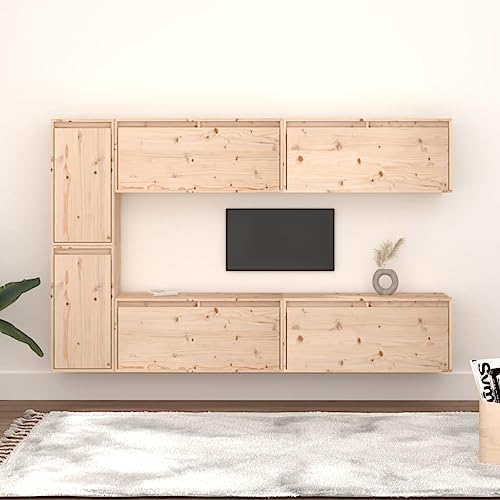 YITHOPI Klassischer TV-Schwebeschrank aus massivem Kiefernholz, moderner Wandschrank mit praktischem Design für Bücher und Sammlerstücke, langlebig und leicht zu reinigen von YITHOPI