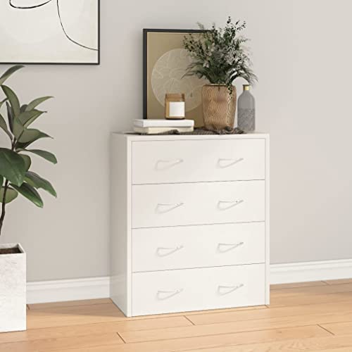 YITHOPI Kommode mit 4 Schubladen Wohnzimmermöbel für Diele Wohnzimmer 60x30,5x71 cm Hochglanz-Weiß von YITHOPI