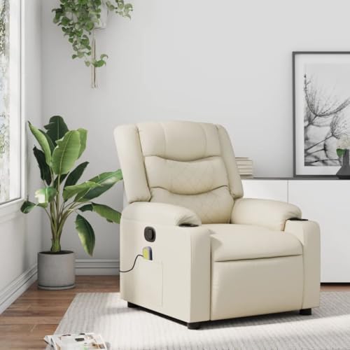 YITHOPI Massagesessel Creme Kunstleder Küchenstuhl Wohnzimmersessel für Hotel Wohnzimmer von YITHOPI