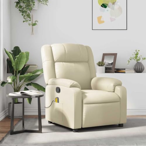 YITHOPI Massagesessel Creme Kunstleder Wohnzimmersessel Wohnzimmerstuhl für Schlafzimmer Wohnzimmer von YITHOPI