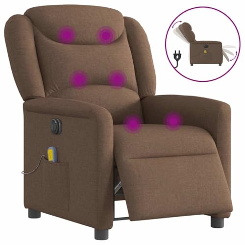 YITHOPI Massagesessel Elektrisch Braun Stoff Bürosessel Küchenstuhl für Wohnzimmer Schlafzimmer von YITHOPI