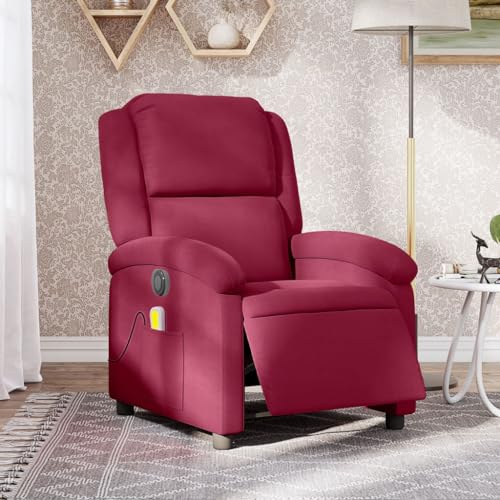 YITHOPI Massagesessel Elektrisch Weinrot Samt Lesesessel Wohnzimmersessel für Küche Schlafzimmer von YITHOPI