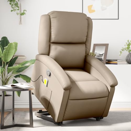 YITHOPI Massagesessel mit Aufstehhilfe Cappuccino-Braun Kunstleder Wohnzimmerstuhl Küchenstuhl für Wohnzimmer Küche von YITHOPI