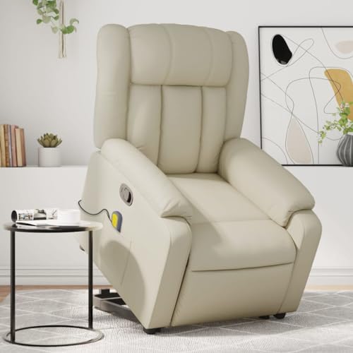 YITHOPI Massagesessel mit Aufstehhilfe Creme Kunstleder Stuhl Wartezimmerstuhl für Hotel Schlafzimmer von YITHOPI