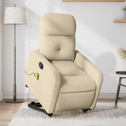 YITHOPI Massagesessel mit Aufstehhilfe Creme Stoff Lesesessel Bürostuhl für Küche Schlafzimmer von YITHOPI
