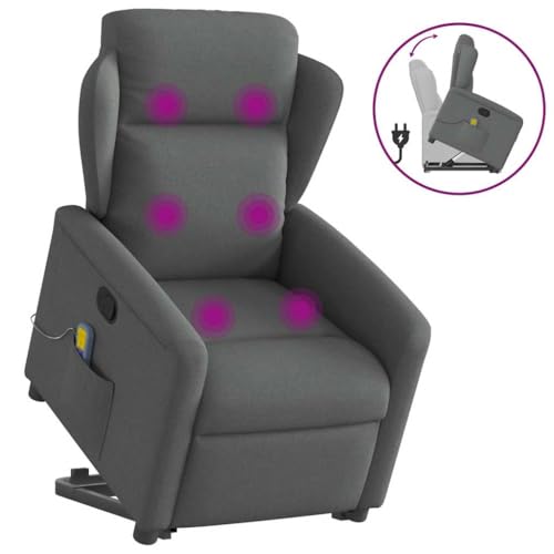 YITHOPI Massagesessel mit Aufstehhilfe Dunkelgrau Stoff Bürosessel Küchenstuhl für Büro Schlafzimmer von YITHOPI