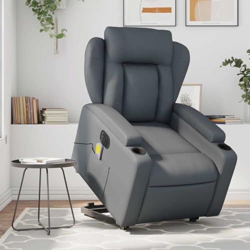 YITHOPI Massagesessel mit Aufstehhilfe Elektrisch Grau Kunstleder Schlafzimmerstuhl Küchenstuhl für Büro Schlafzimmer von YITHOPI