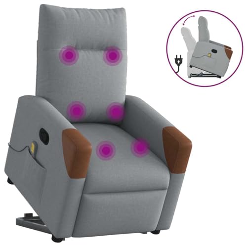 YITHOPI Massagesessel mit Aufstehhilfe Hellgrau Stoff Wohnzimmerstuhl Stuhl für Wohnzimmer Küche von YITHOPI