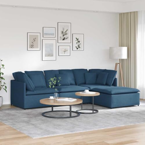 YITHOPI Modulares Sofa mit Fußhocker Kissen Stoff Blau Schlafzimmersofas Multifunktionales Sofa für Gästehaus YITHOPI Modulares Sofa mit Fußhocker Kissen Stoff Blau Schlafzimmersofas Multifunktionales Sofa für Gästehaus von YITHOPI