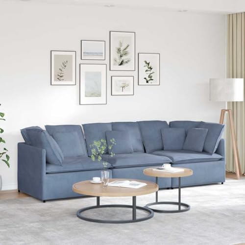 YITHOPI Modulares Sofa mit Kissen Cordstoff Blau Wohnzimmersofas Multifunktionales Sofa für Wohnzimmer von YITHOPI