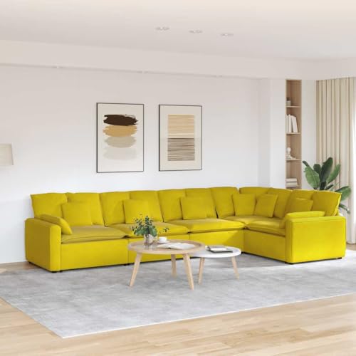 YITHOPI Modulares Sofa mit Kissen Samt Gelb Schlafzimmersofas Multifunktionales Sofa für Hotel von YITHOPI