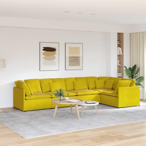 YITHOPI Modulares Sofa mit Kissen Samt Gelb Wohnzimmersofa Multifunktionales Sofa für Gästehaus YITHOPI Modulares Sofa mit Kissen Samt Gelb Wohnzimmersofa Multifunktionales Sofa für Gästehaus von YITHOPI