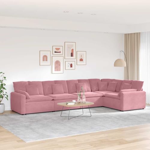 YITHOPI Modulares Sofa mit Kissen Samt Rosa Schlafzimmersofas Wohnzimmersofa für Gästehaus von YITHOPI