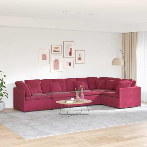 YITHOPI Modulares Sofa mit Kissen Samt Weinrot Schlafzimmersofas Wohnzimmersofas für Hotel YITHOPI Modulares Sofa mit Kissen Samt Weinrot Schlafzimmersofas Wohnzimmersofas für Hotel von YITHOPI