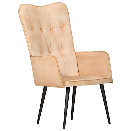 YITHOPI Ohrensessel Creme Canvas-Material Sitzmöbel Wartezimmersessel für Wohnzimmer Schlafzimmer von YITHOPI