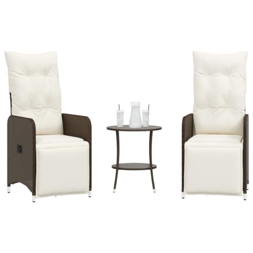 YITHOPI Outdoor-Lehnstühle 2 STK. mit Tisch Braun Poly Rattan Balkonstühle Terrassenstühle für Rasenflächen von YITHOPI