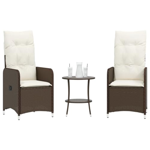 YITHOPI Outdoor-Lehnstühle 2 STK. mit Tisch Braun Poly Rattan Freizeitstühle Outdoor-Stühle für Terrassen von YITHOPI