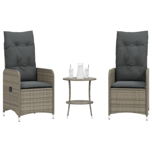 YITHOPI Outdoor-Lehnstühle 2 STK. mit Tisch Grau Poly Rattan Terrassenstühle Outdoor-Stühle für Schwimmbäder von YITHOPI