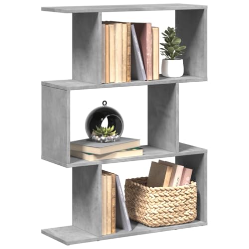 YITHOPI Raumteiler-Bücherregal 3 Fächer Betongrau Multifunktionales Bücherregal für Schlafzimmer 70x24x97 cm von YITHOPI