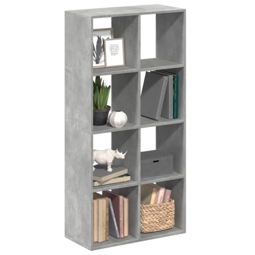 YITHOPI Raumteiler-Bücherregal Betongrau Multifunktionales Bücherregal für Büro 69,5x29x137,5 cm Holzwerkstoff von YITHOPI