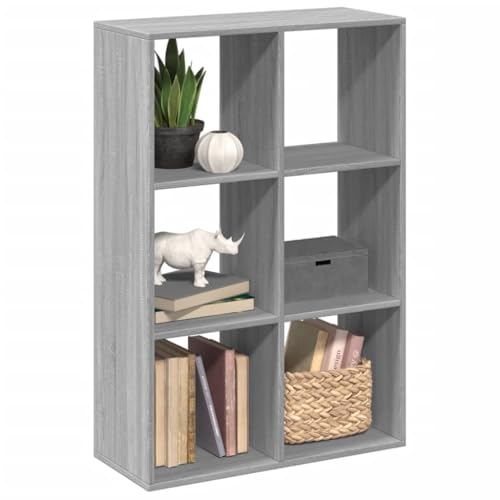 YITHOPI Raumteiler-Bücherregal Grau Sonoma Multifunktionales Bücherregal für Aufbewahrung 69,5x29x103,5 cm von YITHOPI