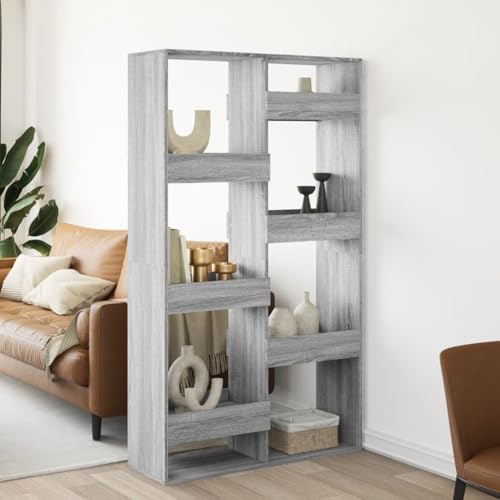 YITHOPI Raumteiler Grau Sonoma Multifunktionales Bücherregal für Büro 100x33x175 cm Holzwerkstoff von YITHOPI
