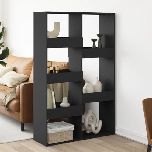 YITHOPI Raumteiler Schwarz Multifunktionales Bücherregal für Schlafzimmer 100x33x155,5 cm Holzwerkstoff von YITHOPI