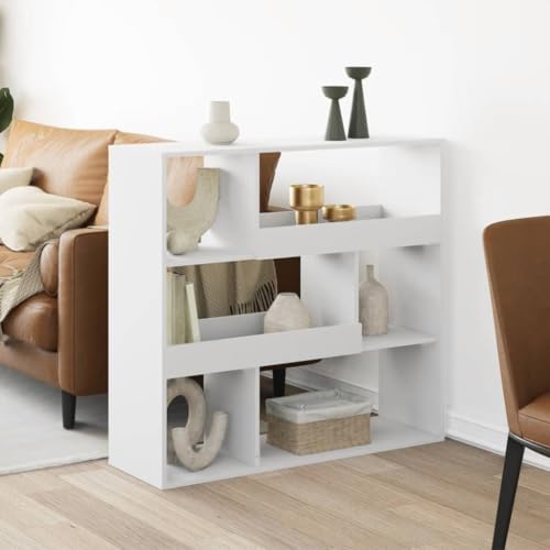 YITHOPI Raumteiler Weiß Multifunktionales Bücherregal für Aufbewahrung 100x33x94,5 cm Holzwerkstoff von YITHOPI