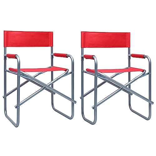 YITHOPI Regiestühle 2 STK. Stahl Rot Outdoor-Stühle Balkonstühle für Rasenflächen von YITHOPI