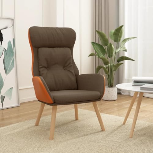 YITHOPI Relaxsessel Braun Stoff und PVC Sitzmöbel Stuhl für Schlafzimmer Büro von YITHOPI