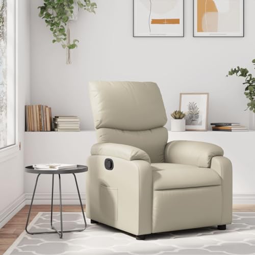 YITHOPI Relaxsessel Creme Kunstleder Schlafzimmerstuhl Wohnzimmerstuhl für Küche Schlafzimmer von YITHOPI