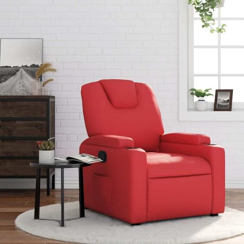 YITHOPI Relaxsessel Rot Kunstleder Lesesessel Wohnzimmersessel für Büro Küche von YITHOPI