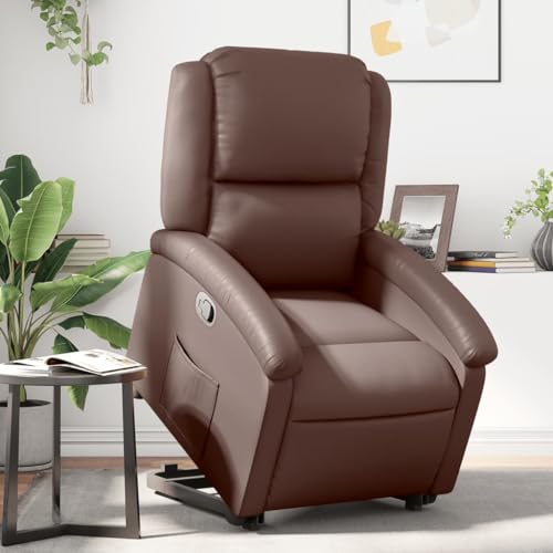 YITHOPI Relaxsessel mit Aufstehhilfe Braun Kunstleder Bürosessel Wohnzimmersessel für Küche Schlafzimmer von YITHOPI