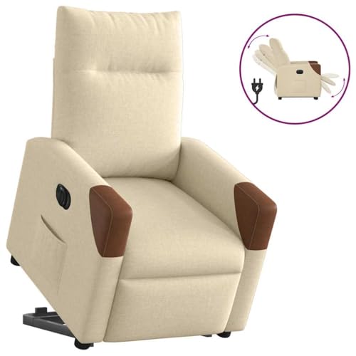 YITHOPI Relaxsessel mit Aufstehhilfe Elektrisch Creme Stoff Küchenstuhl Wohnzimmerstuhl für Wohnzimmer Schlafzimmer von YITHOPI