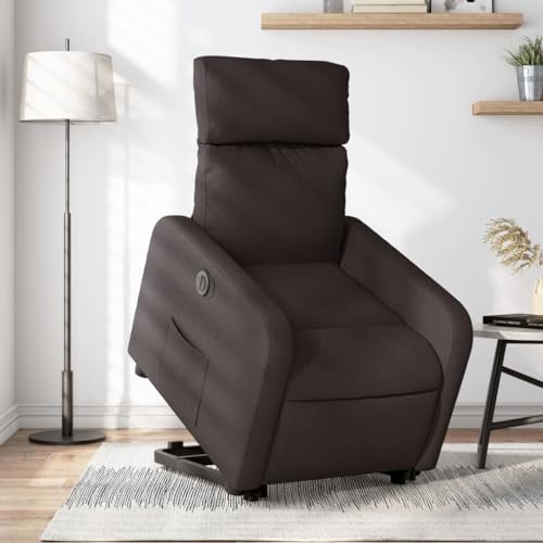 YITHOPI Relaxsessel mit Aufstehhilfe Elektrisch Dunkelbraun Stoff Küchenstuhl Wartezimmersessel für Schlafzimmer Wohnzimmer von YITHOPI