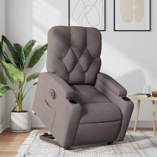 YITHOPI Relaxsessel mit Aufstehhilfe Elektrisch Taupe Stoff Küchenstuhl Schlafzimmerstuhl für Büro Wohnzimmer von YITHOPI