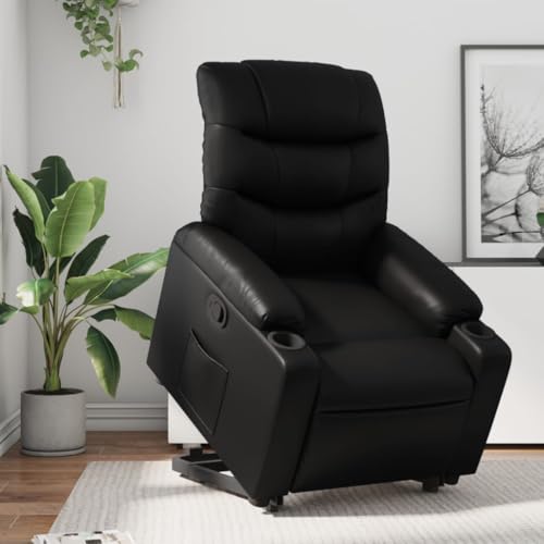 YITHOPI Relaxsessel mit Aufstehhilfe Schwarz Kunstleder Bürosessel Wohnzimmerstuhl für Büro Küche von YITHOPI