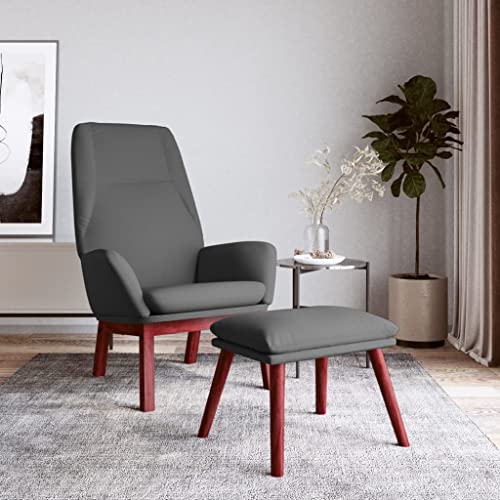 YITHOPI Relaxsessel mit Hocker Dunkelgrau Stoff Küchenstuhl Wohnzimmerstuhl für Wohnzimmer Büro von YITHOPI