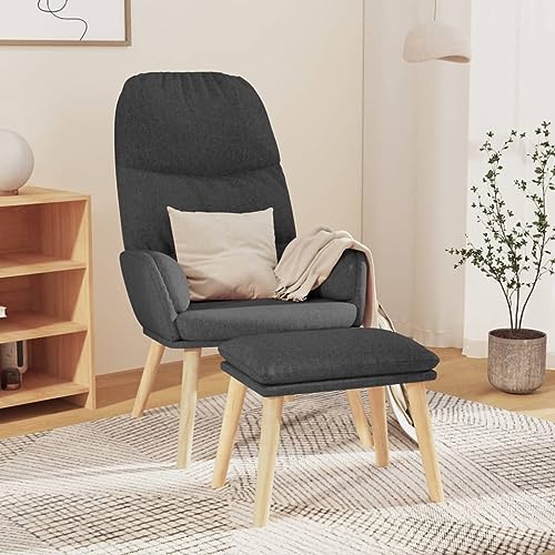 YITHOPI Relaxsessel mit Hocker Dunkelgrau Stoff Stuhl Lesesessel für Wohnzimmer Küche von YITHOPI