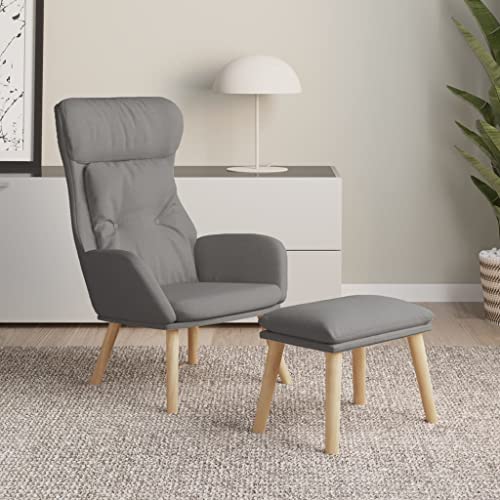YITHOPI Relaxsessel mit Hocker Hellgrau Stoff Wohnzimmersessel Wartezimmersessel für Schlafzimmer Küche von YITHOPI