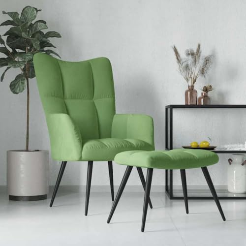 YITHOPI Relaxsessel mit Hocker Hellgrün Samt Wohnzimmersessel Küchenstuhl für Büro Schlafzimmer von YITHOPI