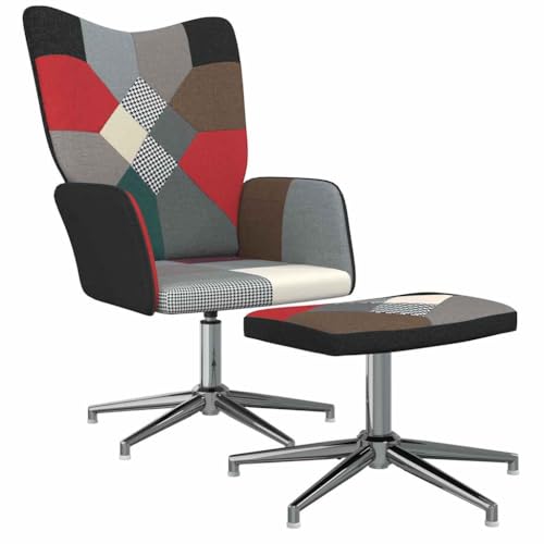 YITHOPI Relaxsessel mit Hocker Patchwork Stoff Sitzmöbel Küchenstuhl für Wohnzimmer Küche von YITHOPI