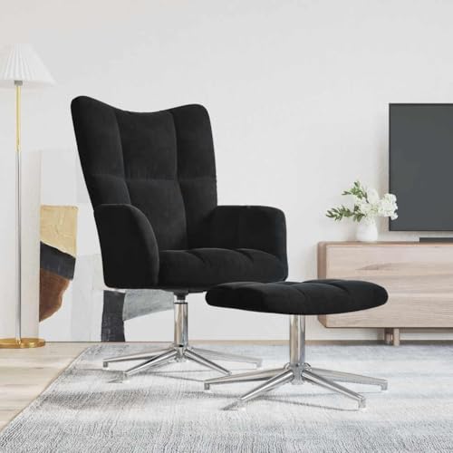 YITHOPI Relaxsessel mit Hocker Schwarz Samt Bürostuhl Wartezimmersessel für Schlafzimmer Hotel YITHOPI Relaxsessel mit Hocker Schwarz Samt Bürostuhl Wartezimmersessel für Schlafzimmer Hotel von YITHOPI